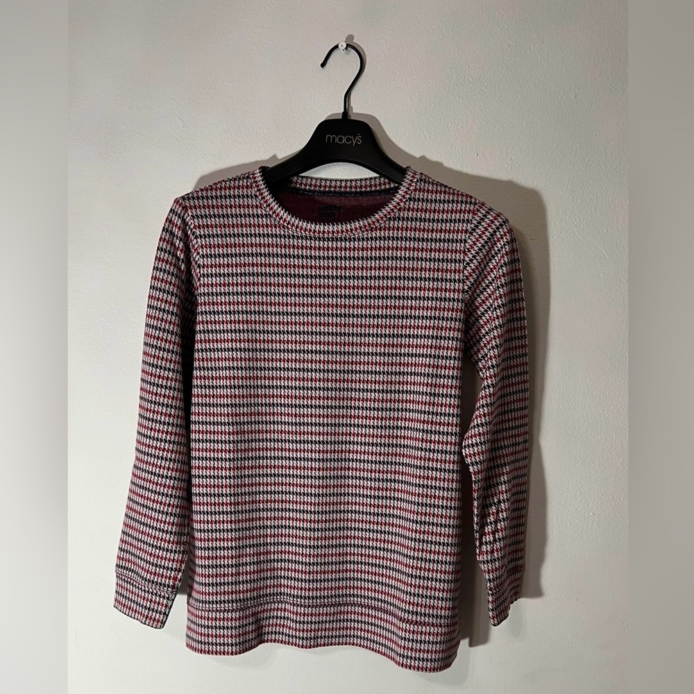 Lands End Houndstooth Long Sleeve Top SZ XS